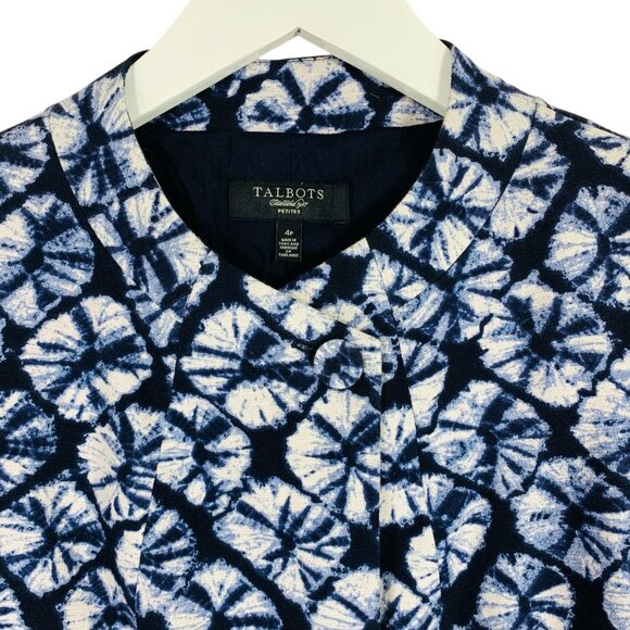TALBOTS Women's cropped blue print Blazer Jacket 3/4sleeve Sz 4p - Picture 10 of 14